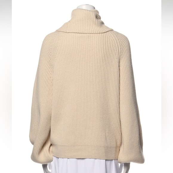 Auth Celine Cream Cowl Neck Cashmere Sweater Jumper Coat Jacket Cardigan~XS